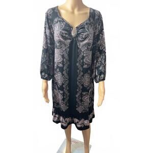 Elegant Black Paisley Print Dress by INC - Size XL